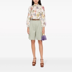 zimmermann luminosity blouson shirt in multi floral black